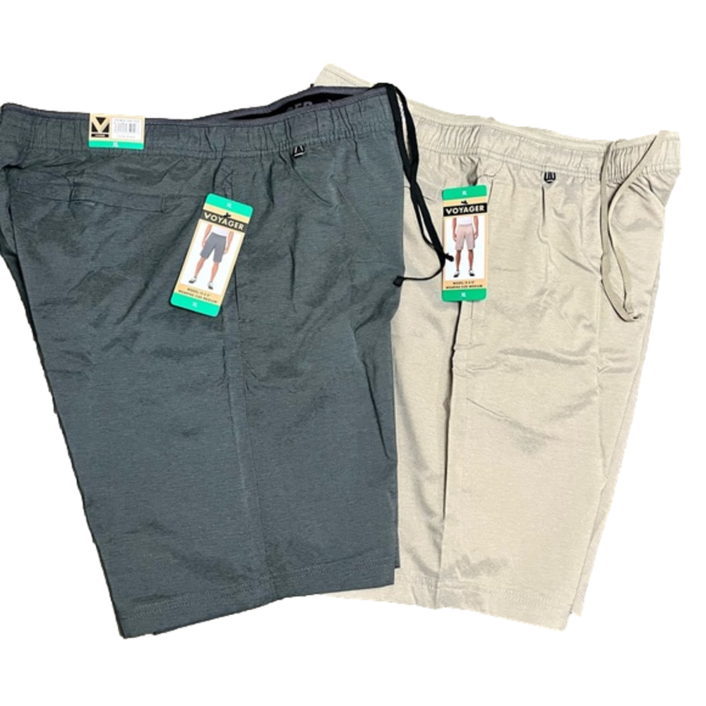 Voyager Men's Shorts Performance Active Golf Black Tan 2 PAIRS XL NWT